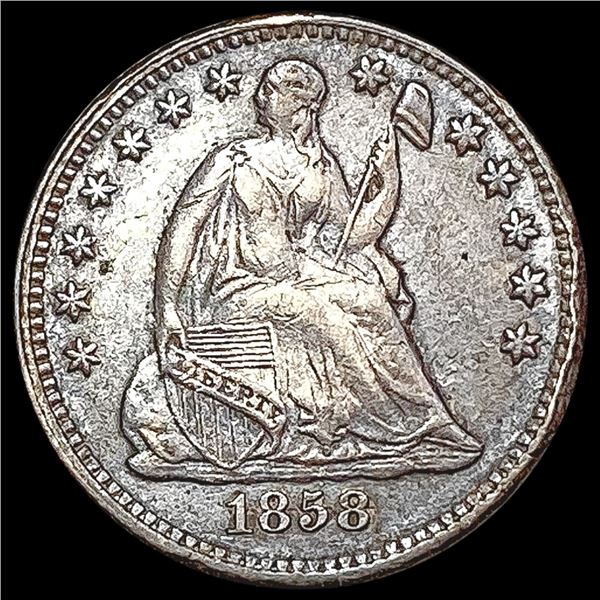 1858/58 Inv. Dt. Seated Liberty Half Dime CHOICE AU