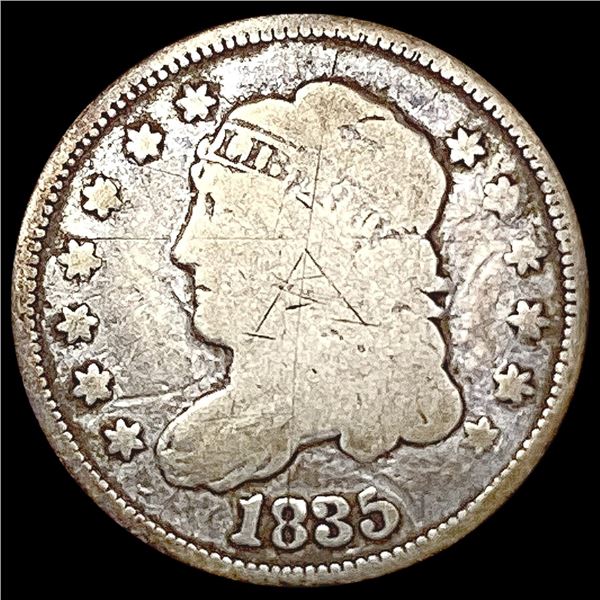 1835 Lg. 5 Lg. Dt. Capped Bust Half Dime NICELY CIRCULATED