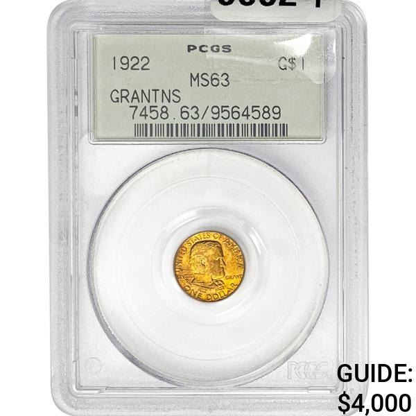 1922 Grant Rare Gold Dollar PCGS MS63