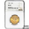 Image 1 : 1901 $10 Gold Eagle NGC MS67