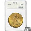 1910 $20 Gold Double Eagle ANACS MS60