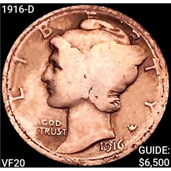 1916-D Mercury Dime LIGHTLY CIRCULATED