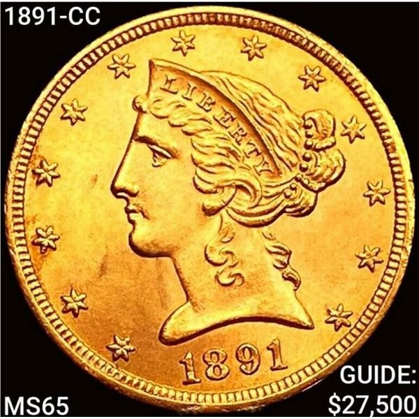 1891-CC $5 Gold Half Eagle GEM BU