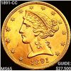 1891-CC $5 Gold Half Eagle GEM BU