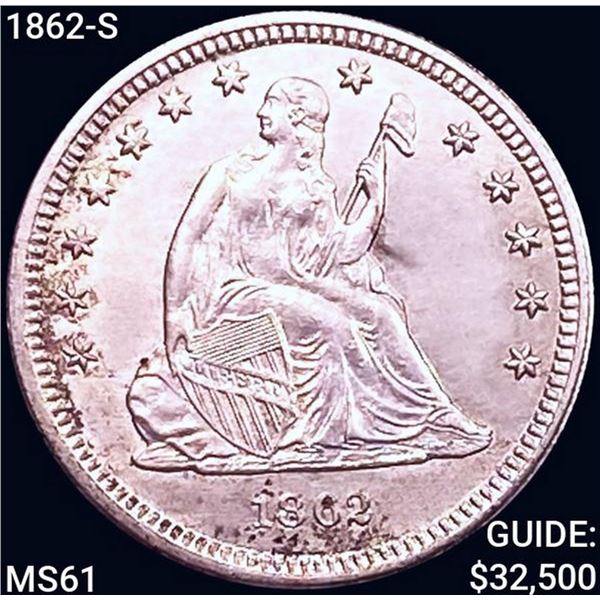 1862-S Seated Liberty Quarter UNCIRCULATED