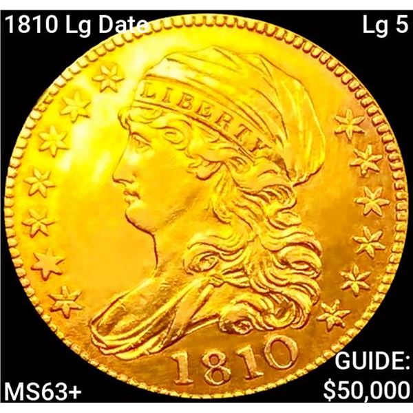 1810 Lg Date Lg 5 $5 Gold Half Eagle CHOICE BU+