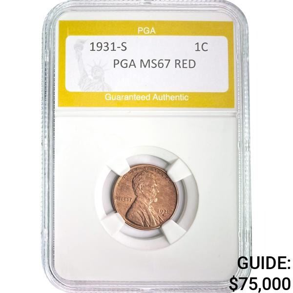 1931-S Lincoln Cent PGA MS67 RED