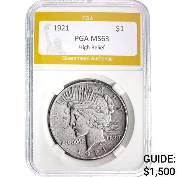 1921 Peace Dollar PGA MS63