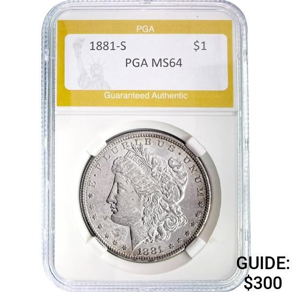 1881-S Morgan Silver Dollar PGA MS64