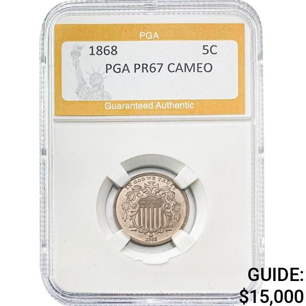 1868 Shield Nickel PGA PR67 CAMEO