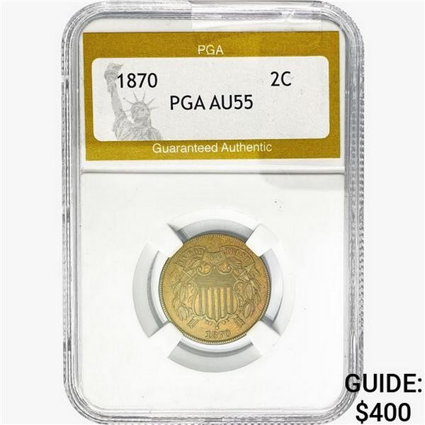1870 Two Cent Piece PGA AU55