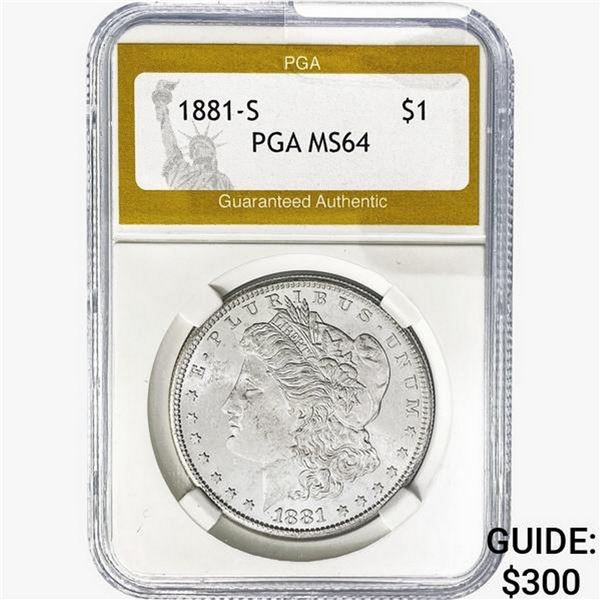 1881-S Morgan Silver Dollar PGA MS64