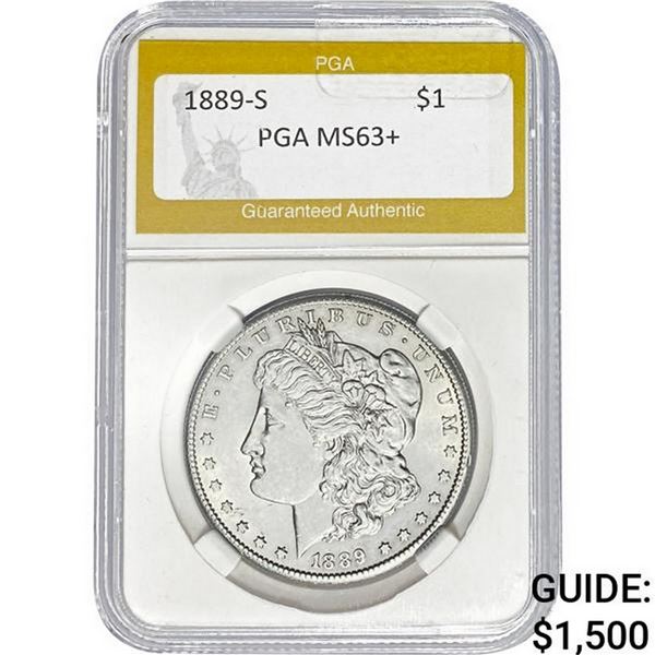 1889-S Morgan Silver Dollar PGA MS63+ MS63+