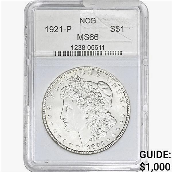1921-P Morgan Silver Dollar NCG MS66