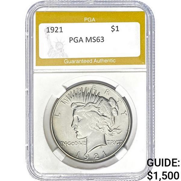 1921 Peace Dollar PGA MS63 MS63