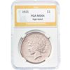 Image 1 : 1921 Peace Dollar PGA MS64