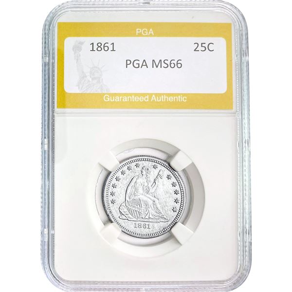 1861 Seated Liberty Quarter PGA MS66