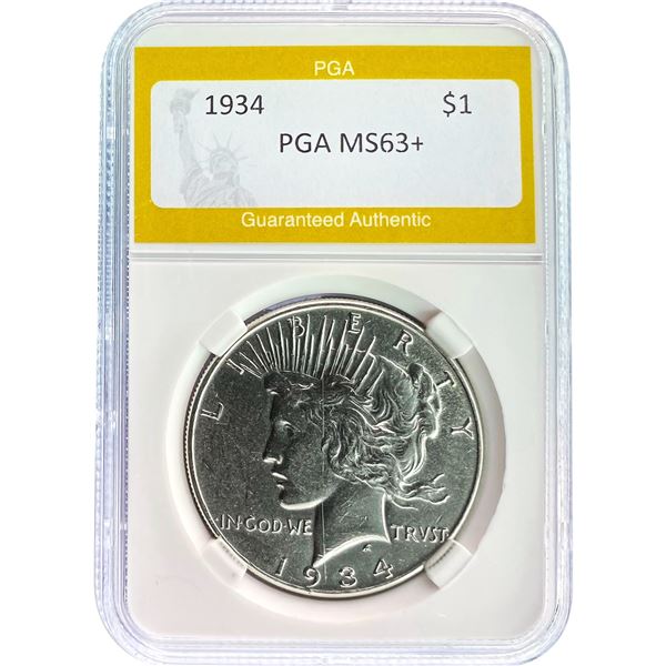 1934 Peace Dollar PGA MS63+