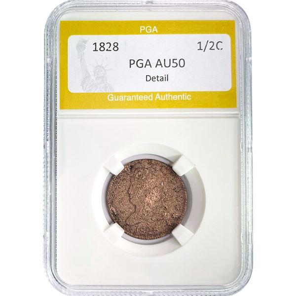 1828 Half Cent PGA AU50