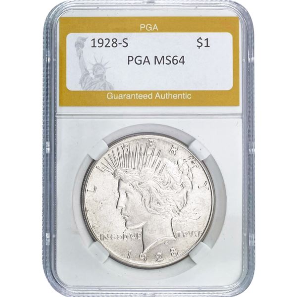 1928-S Peace Dollar PGA MS64