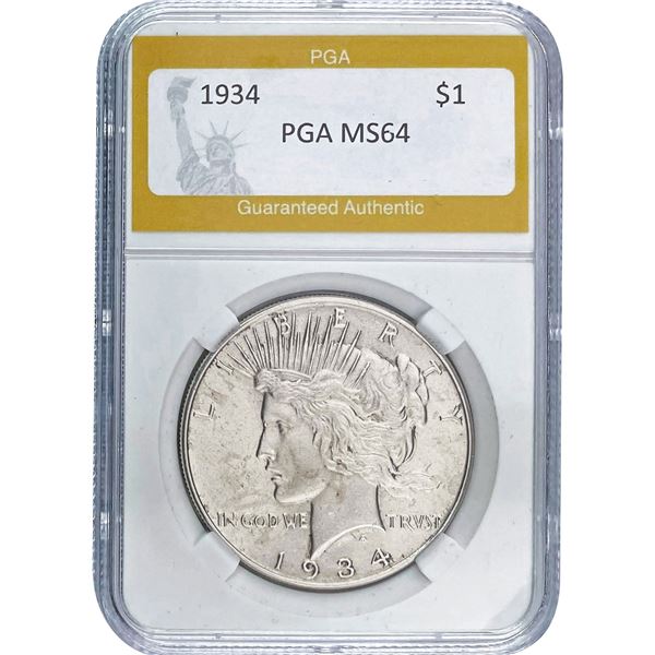 1934 Peace Dollar PGA MS64