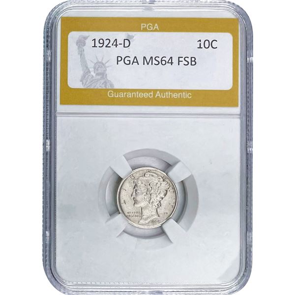 1924-D Mercury Dime PGA MS64 FSB