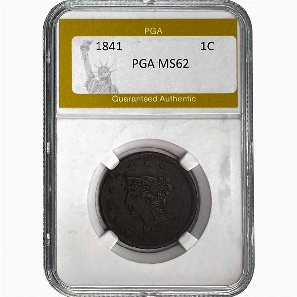 1841 1C Large Cent PGA MS62