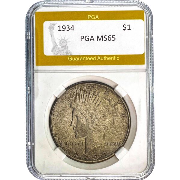 1934 Peace Dollar PGA MS65