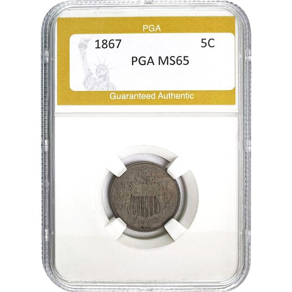1867 Shield Nickel PGA MS65