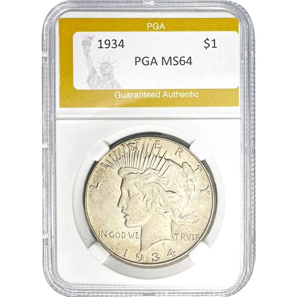 1934 Peace Dollar PGA MS64