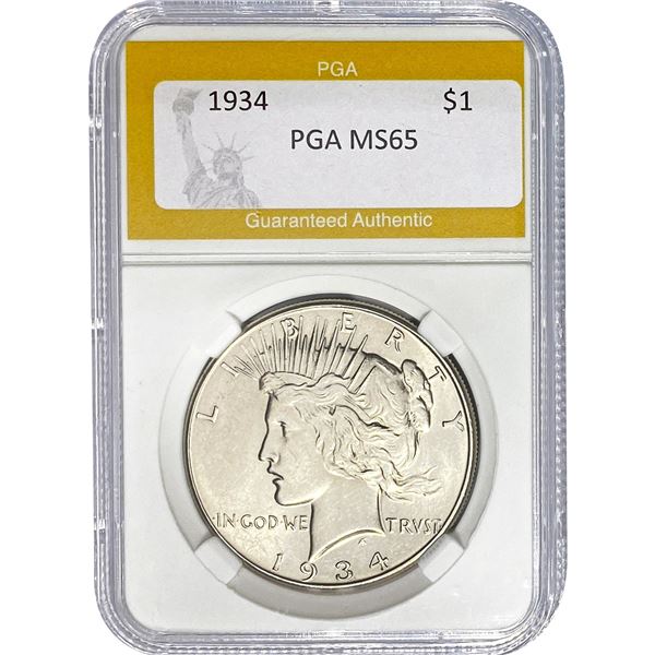 1934 Peace Dollar PGA MS65