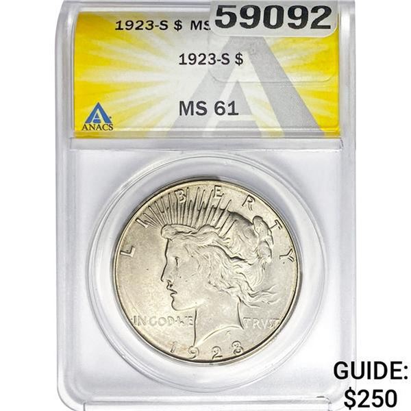 1923-S Peace Dollar ANACS MS61