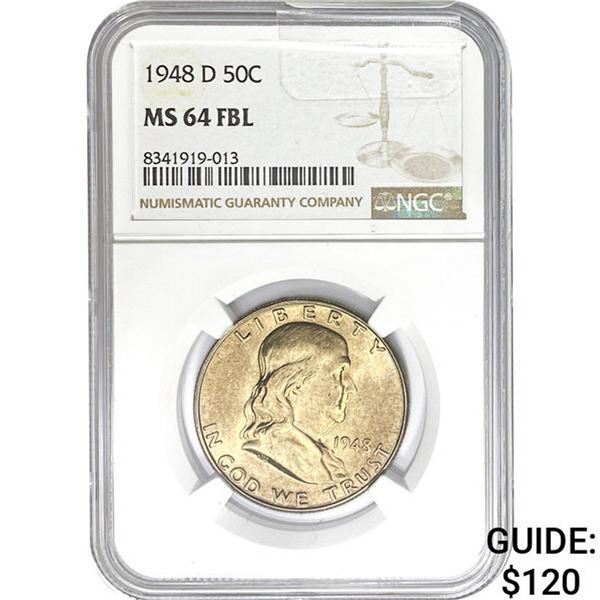 1948-D Franklin Half Dollar NGC MS64 FBL