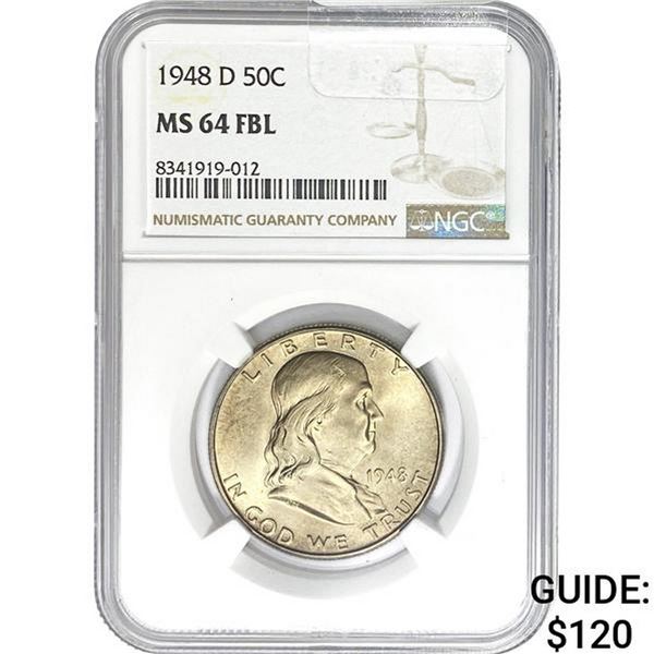 1948-D Franklin Half Dollar NGC MS64 FBL