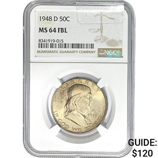 1948-D Franklin Half Dollar NGC MS64 FBL