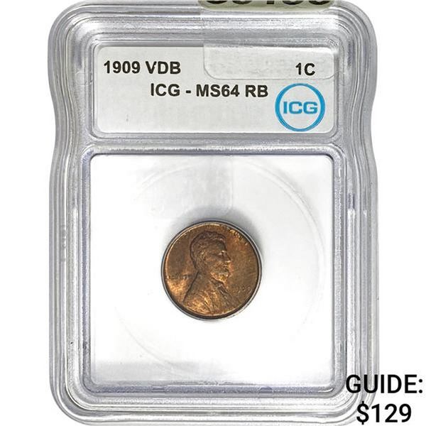 1909 VDB Lincoln Cent ICG MS64 RB