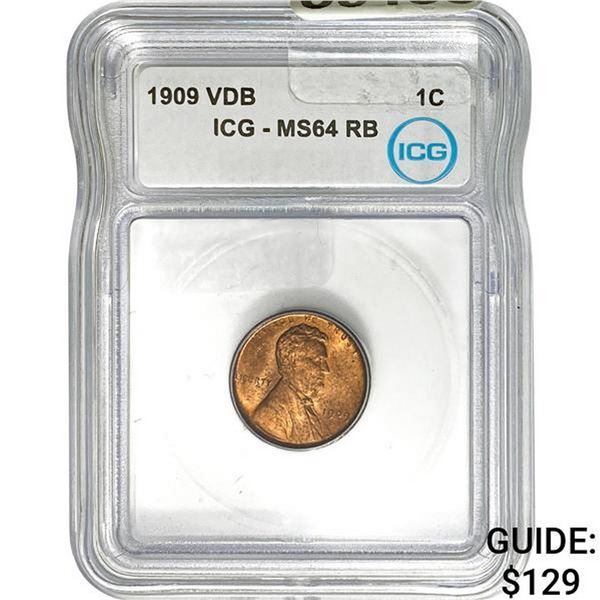 1909 VDB Lincoln Cent ICG MS64 RB