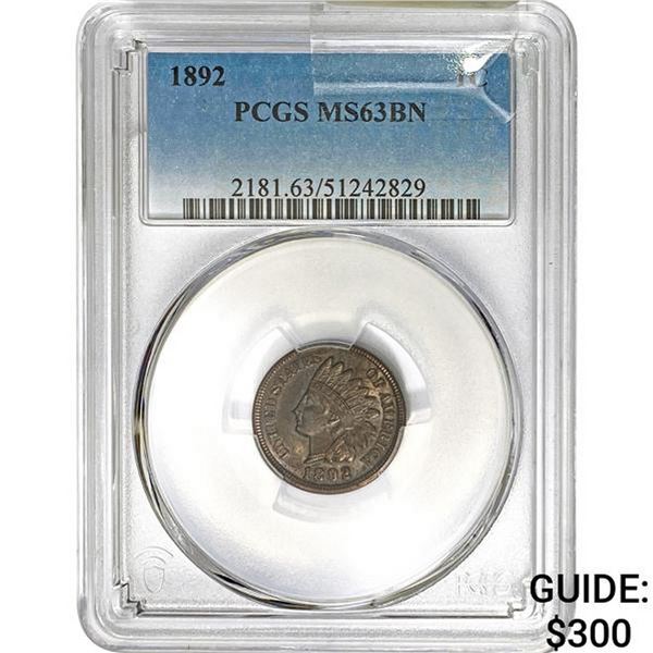 1892 Indian Head Cent PCGS MS63BN