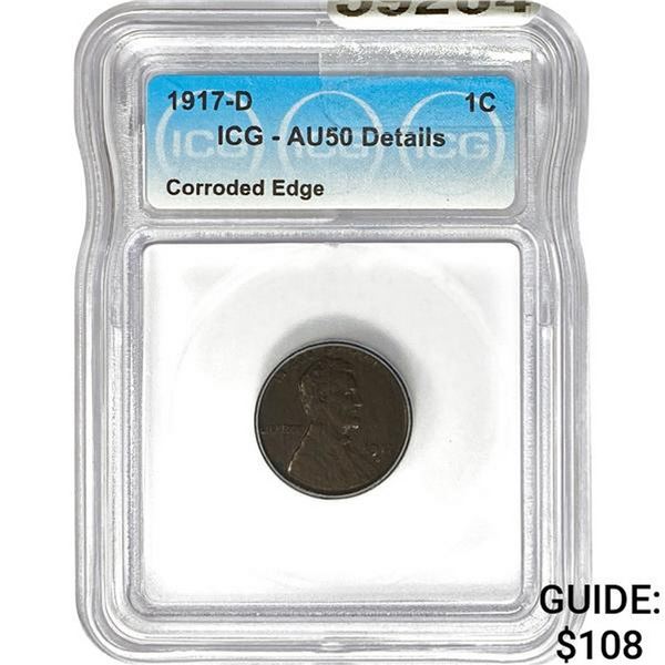1917-D Lincoln Cent ICG AU50 Details