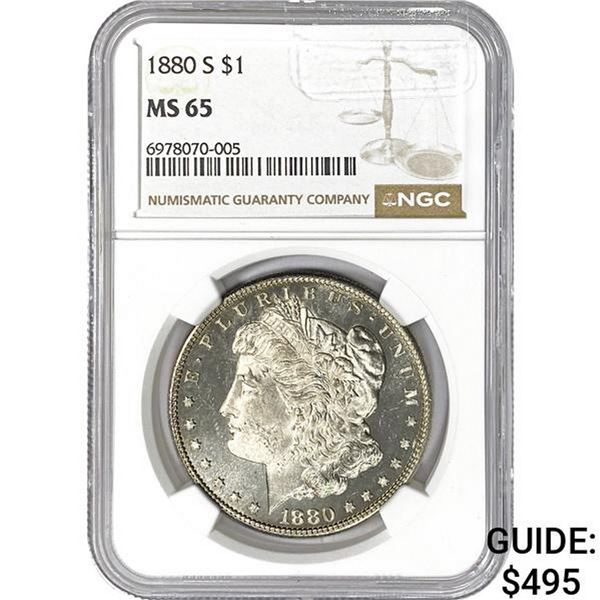 1880-S Morgan Silver Dollar NGC MS65