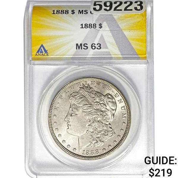 1888-S Morgan Silver Dollar ANACS MS63
