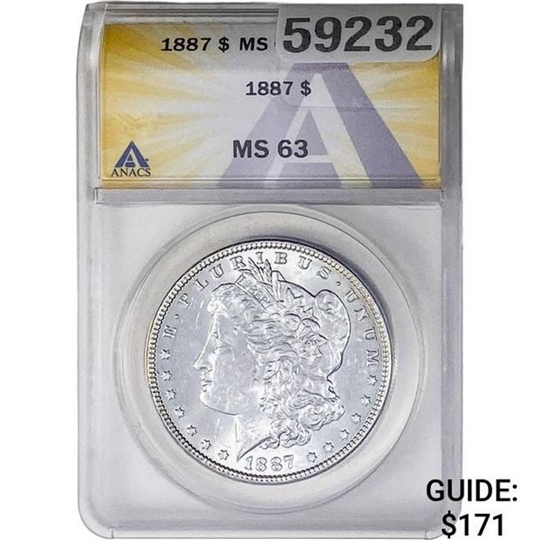 1887 Morgan Silver Dollar ANACS MS63