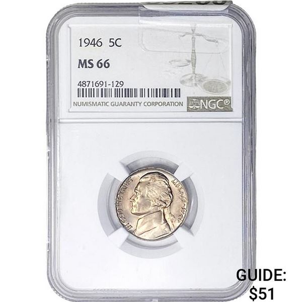1946 Jefferson Nickel NGC MS66