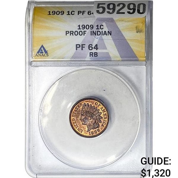 1909 1C Proof Indian ANACS PF64 RB