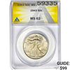 Image 1 : 1943 50C Walking Liberty Half ANACS MS62