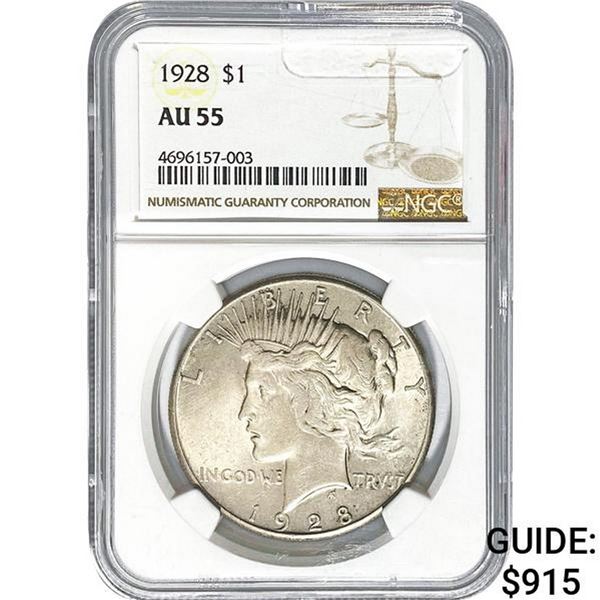 1928 $1 Peace Dollar NGC AU55