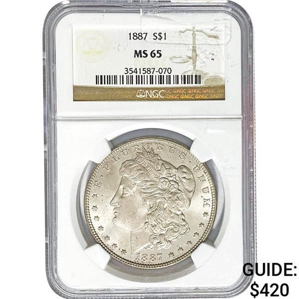 1887 Morgan Silver Dollar NGC MS65