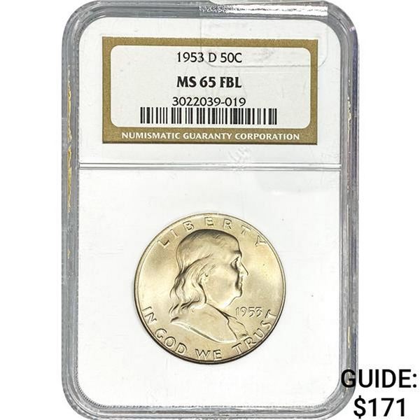 1953-D Franklin Half Dollar NGC MS65 FBL