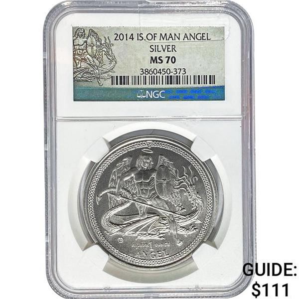 2014 Isle of Man Angel Silver NGC MS70