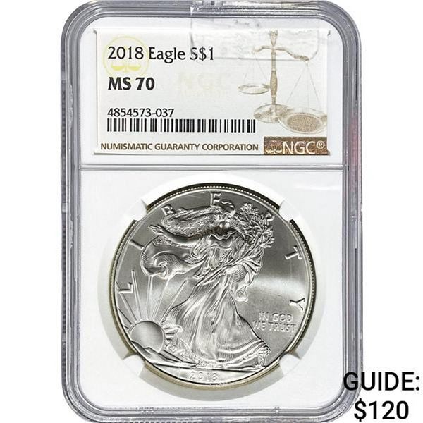 2018 American Silver Eagle NGC MS70